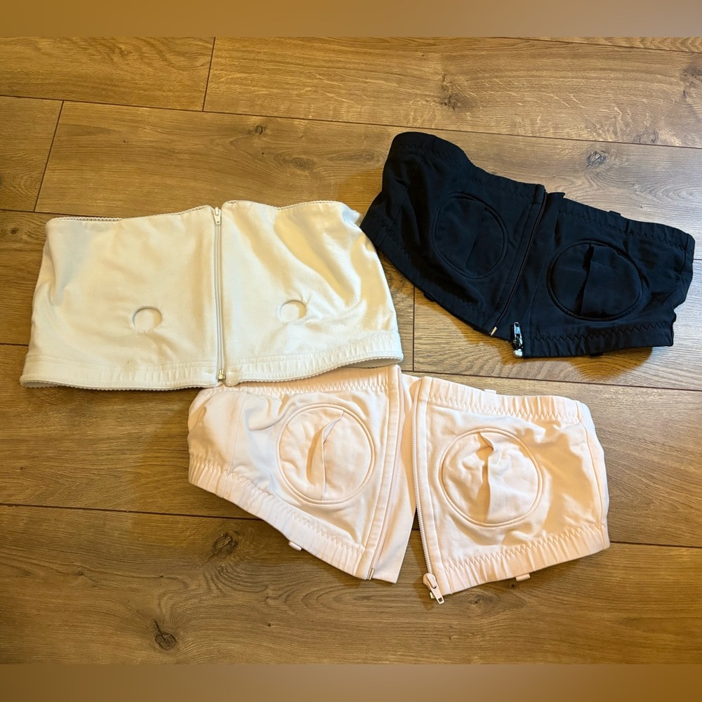 3 pumping bras - black/ white/ soft pink